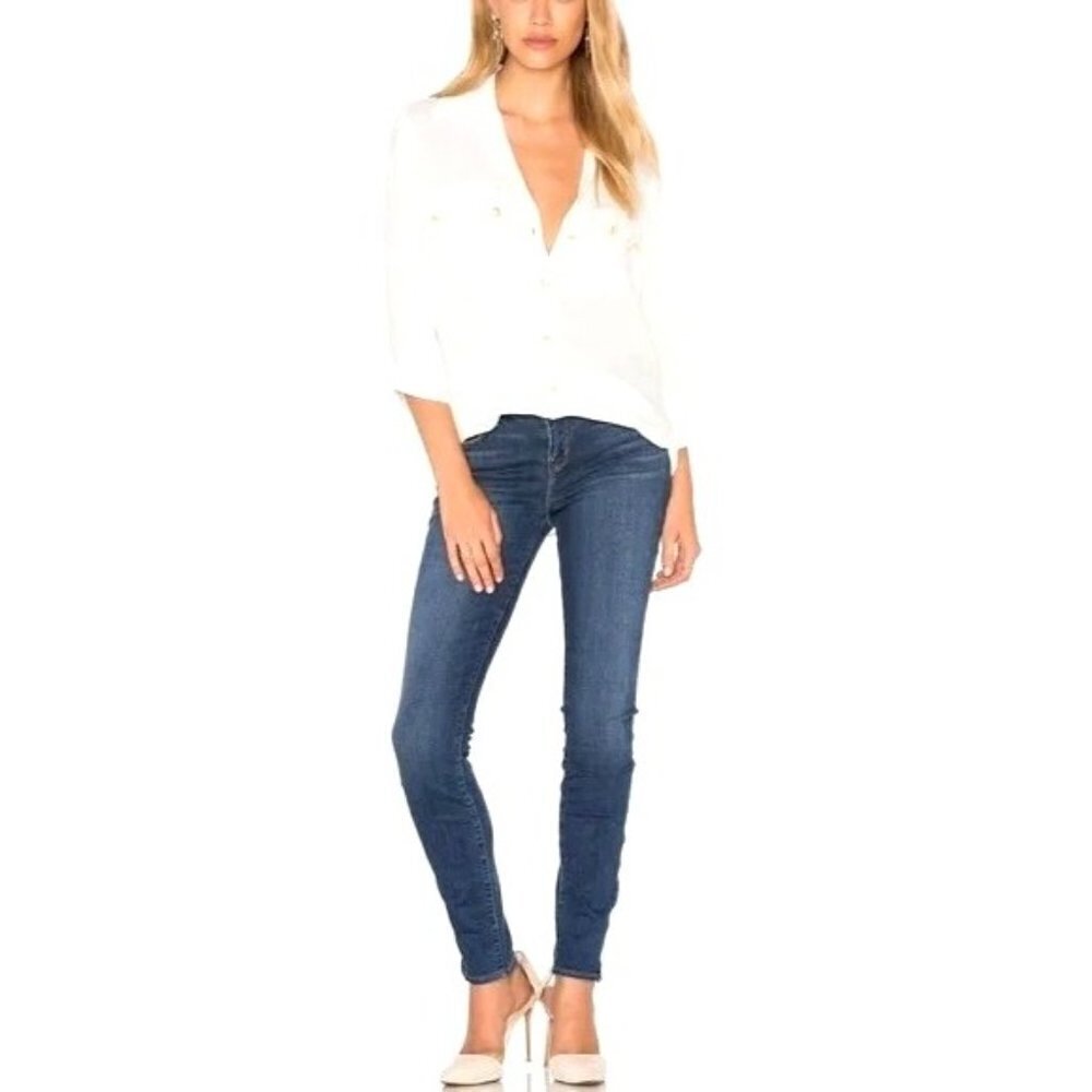 L'AGENCE Jeans Women Size 24 Blue Chanelle Skinny Zipper‎ Hem Dark Vintage Wash